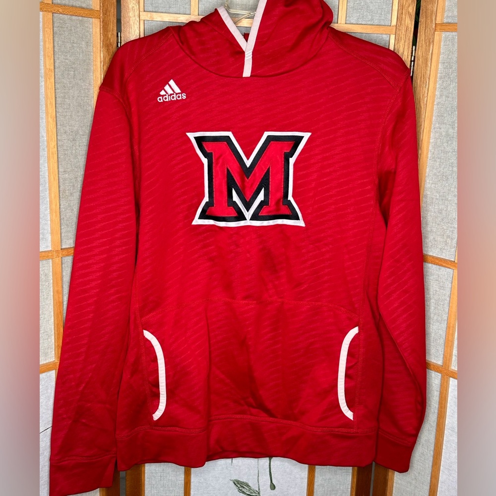 Miami University OH Redhawks Red Adidas Hoodie Sweatshirt Men's Size Small